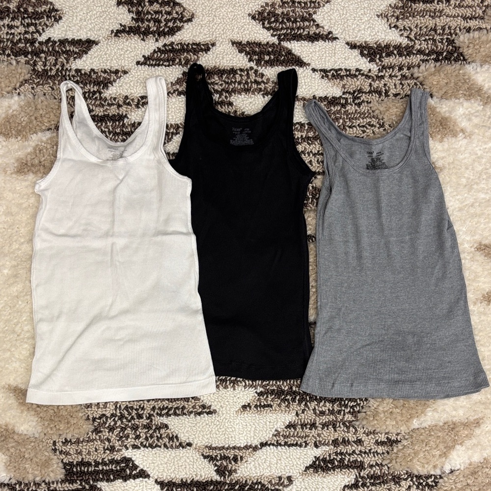 Hanes Dark Gray Ribbed Tank Top